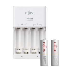 FUJITSU 雙迴路快速充電器組(含二顆3號低自放電池)